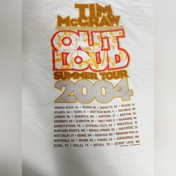 White Tim‎ McGraw 2004 Out Loud Summer Tour Concert T-Shirt XL - Picture 5 of 6